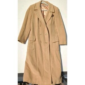 Vintage ULTIMA 70's 100% Camel Hair Double Breasted Trench Coat M/L Tan
